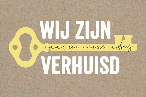 Hippe verhuiskaart sleutel typografie kraft karton