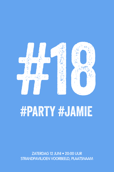 Hippe 18 jaar uitnodiging verjaardag hashtag