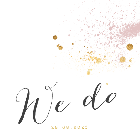 Trouwkaart chique roze goud