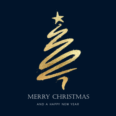 Stijlvolle kerstkaart gouden kerstboom