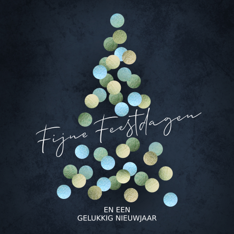Moderne kerstkaart bestellen met hippe kerstballen