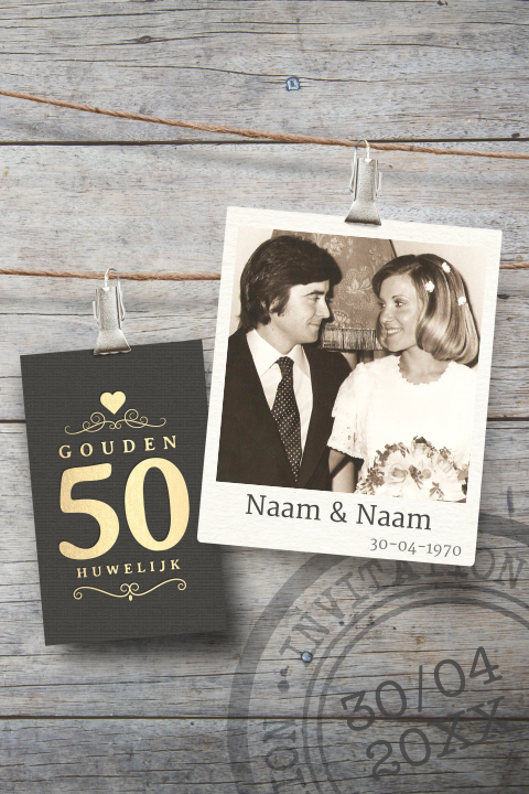 Gouden bruiloft 50 jaar uitnodiging jubileum met foto