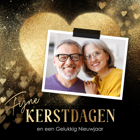 Lieve kerstkaarten met foto en gouden hart