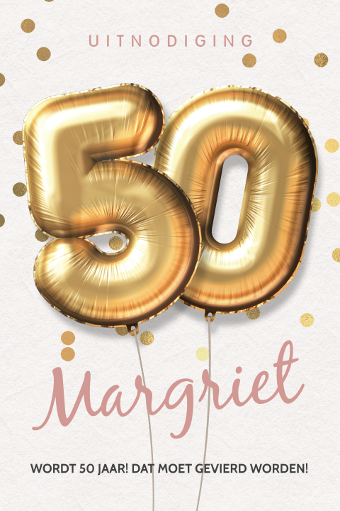 Uitnodiging 50 jaar vrouw met leeftijd ballonnen