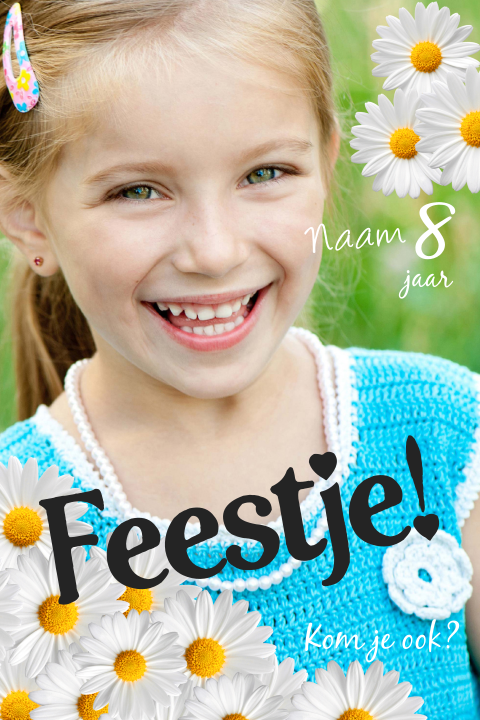 Madeliefjes kinderverjaardag uitnodiging meisje foto