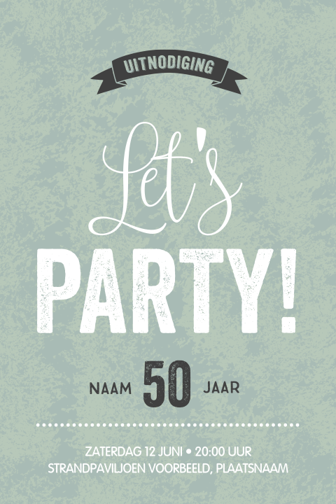 Party typografie uitnodigingskaart mint