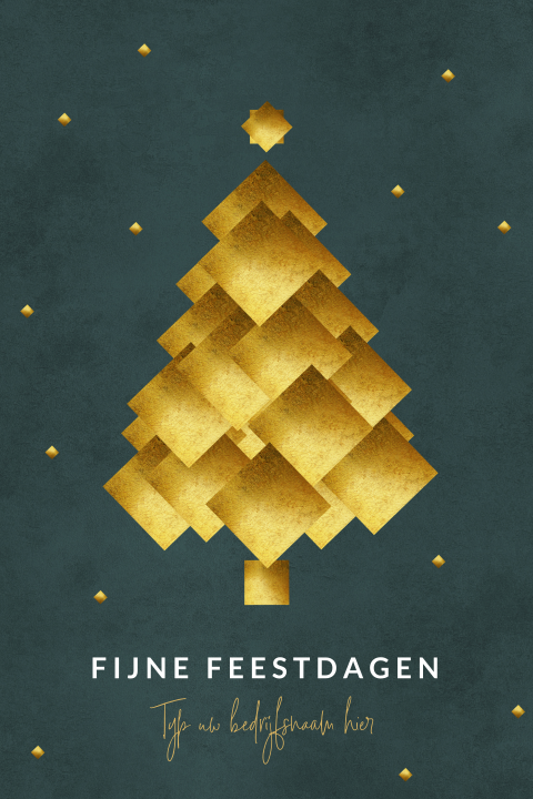 Zakelijke kerstkaart gouden kerstboom groen