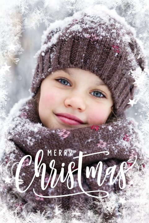 Foto kerstkaart sneeuwvlokken ijs