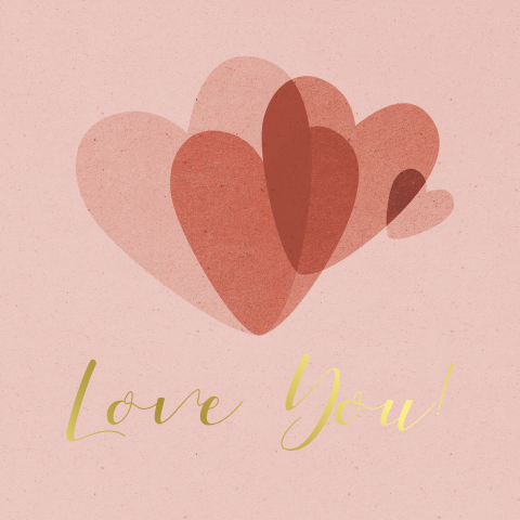 Love you liefdeskaart goudfolie