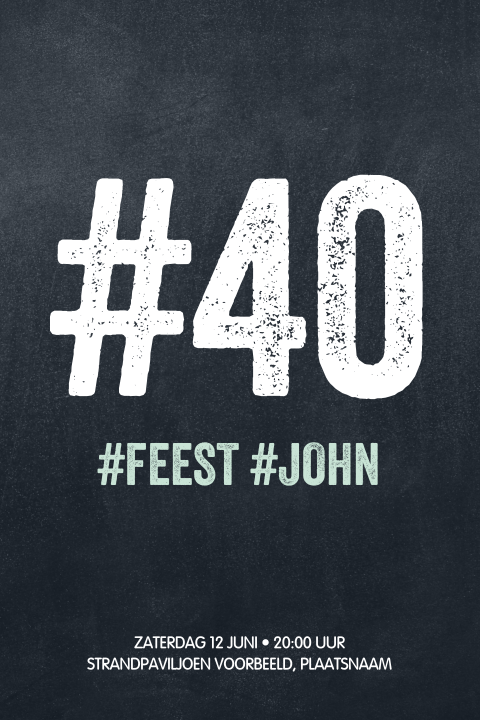 Trendy feest uitnodiging hastag 40 jaar mint