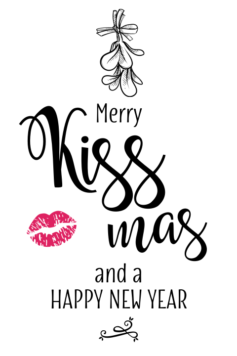 Grappige kerstkaart Merry Kissmas
