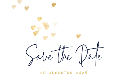 Trendy Save the Date kaartje gouden hartjes