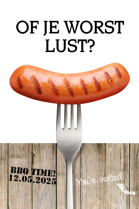 Grappige uitnodiging BBQ feest of je worst lust?