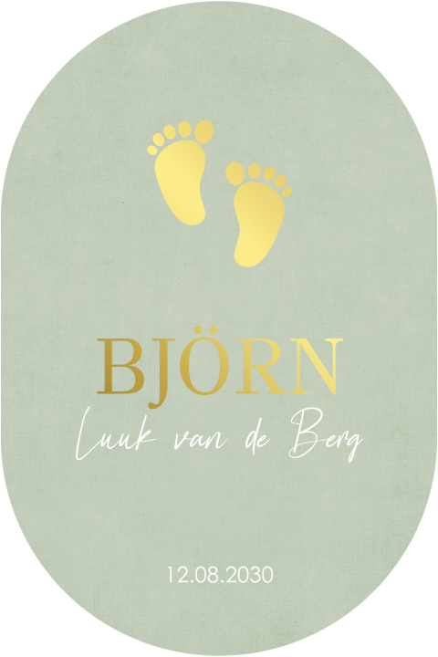 Geboortekaartje baby voetjes jongen goudfolie
