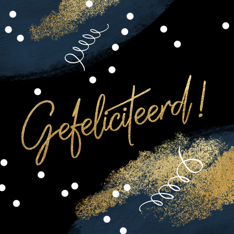 Stoere verjaardagskaart man donkerblauw zwart chique goud