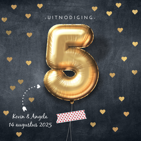5 jarig jubileum uitnodiging hippe ballon