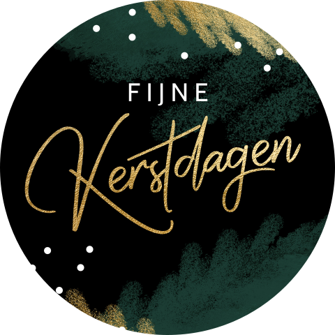 Kerst sluitsticker waterverf goud groen