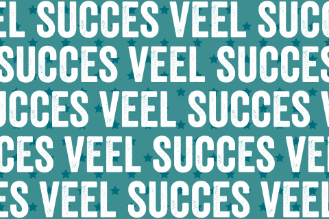 Veel succes kaart hippe woorden typografisch