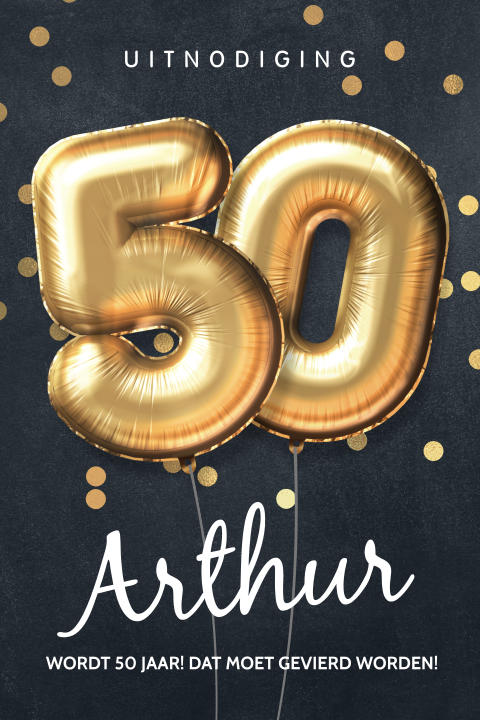 Uitnodiging 50ste verjaardag man ballonnen