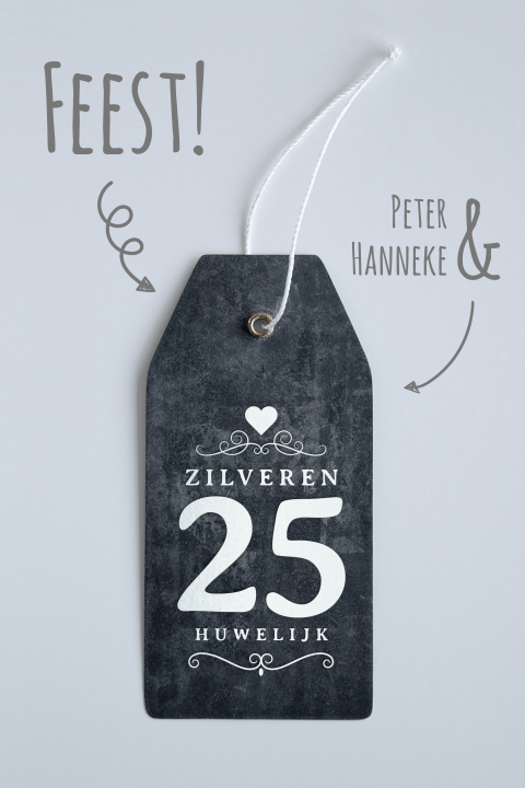 Stijlvolle zilveren jubileum uitnodiging 25 jaar