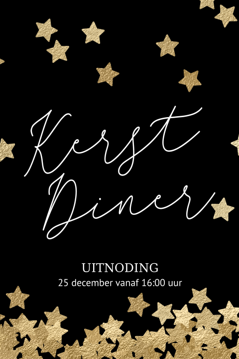 Zwart goud kerst diner uitnodiging