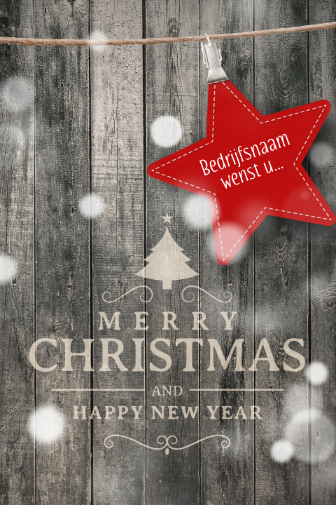 Kerstkaart zakelijk steigerhout kerstster