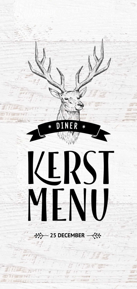 Hippe kerstmenukaart met hert