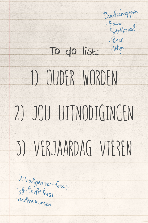 Grappige uitnodigingskaart verjaardag lijstje
