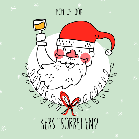 Uitnodiging kerstborrel vrolijke kerstman