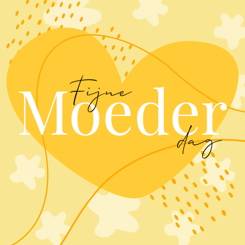 Hippe Moederdag kaart hart geel