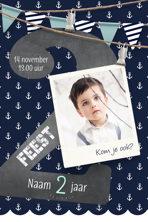 Hippe uitnodigingen 2 jaar jongen zee thema