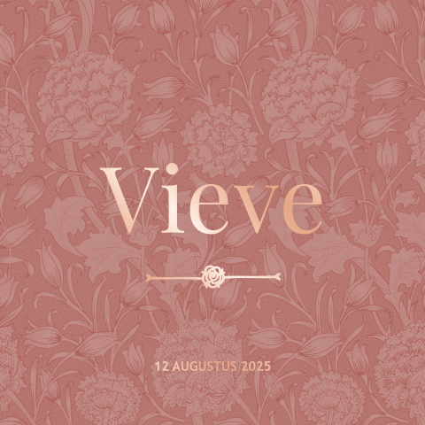 Chique geboortekaartje rosé goudfolie bloemen terracotta roze