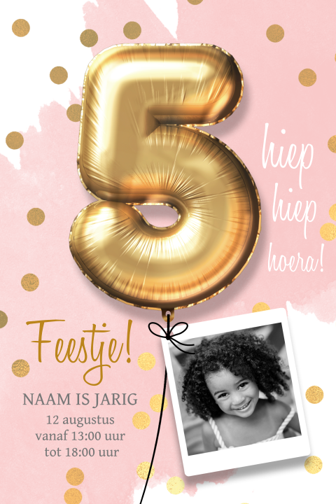 Uitnodiging kinderfeestje 5 jaar meisje