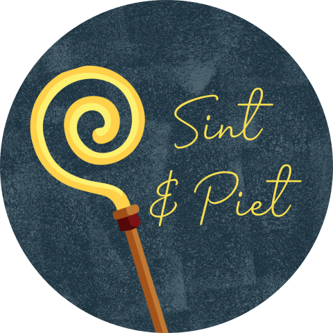 Cadeau stickers sinterklaas van Sint en Piet met staf