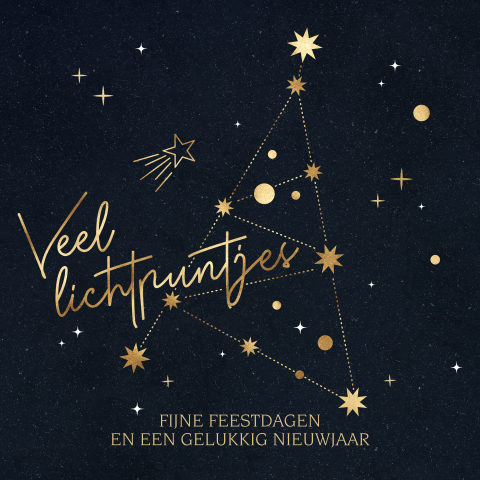 Hippe kerstkaart sterrenbeeld kerstboom sterren