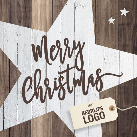 Kerstkaart zakelijk ster hout look