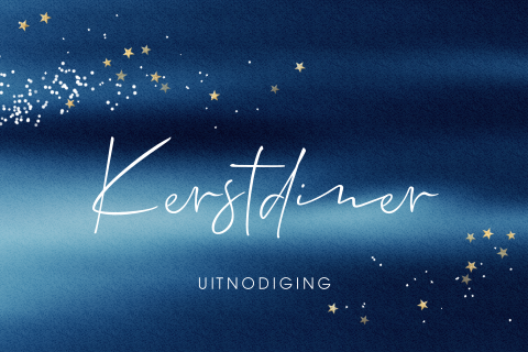 Kerstdiner uitnodiging chique blauw