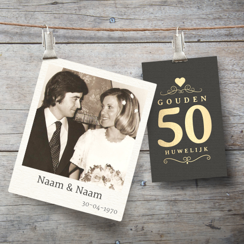 Jubileum uitnodiging 50 jaar getrouwd hout