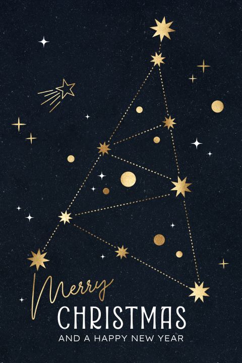 Mooie kerstkaartjes sterrenbeeld sterren blauw goud