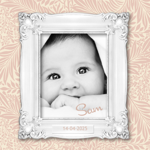 Geboortekaartje botanisch lief roze glamour baby