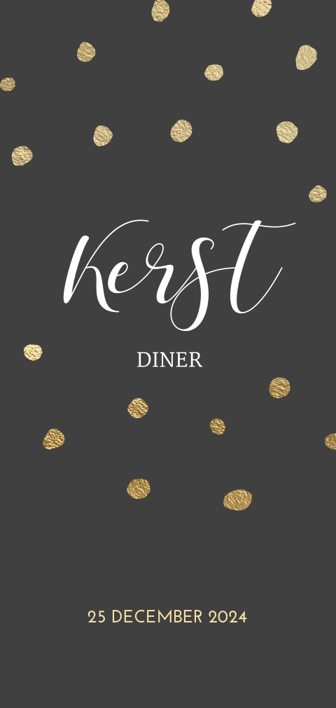 Kerst menukaart ontwerp diner goud donker grijs