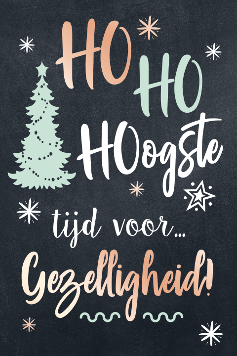 Grappige Kerstkaart HO HO HO rose goudfolie