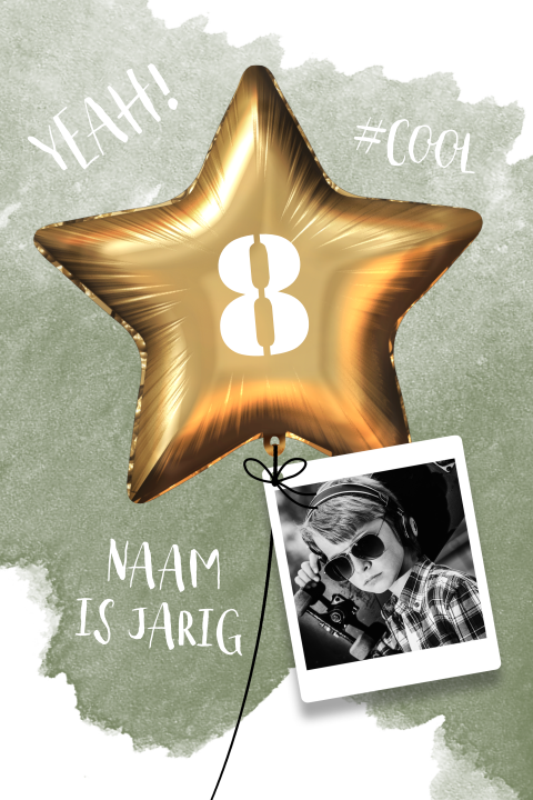 Stoere kinderfeest uitnodiging Cool Yeah camo groen