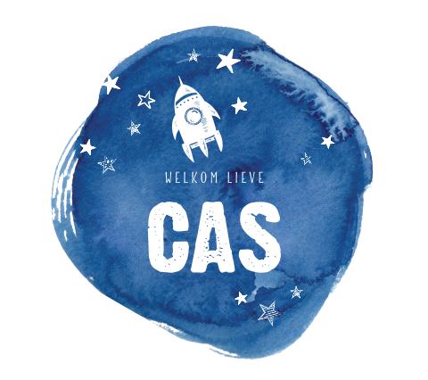 Belgisch vierkant Geboortekaartje maan raket