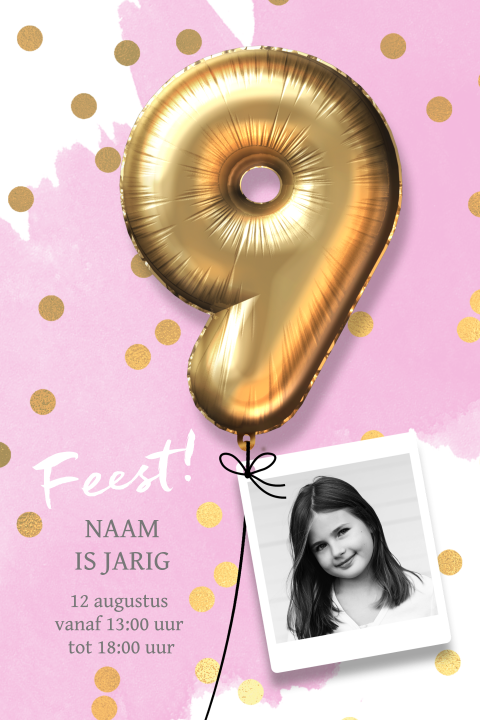 Verjaardag uitnodiging kinderfeestje meisje 9 jaar