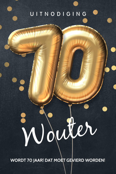 Uitnodiging 70 jaar verjaardag goud zwart
