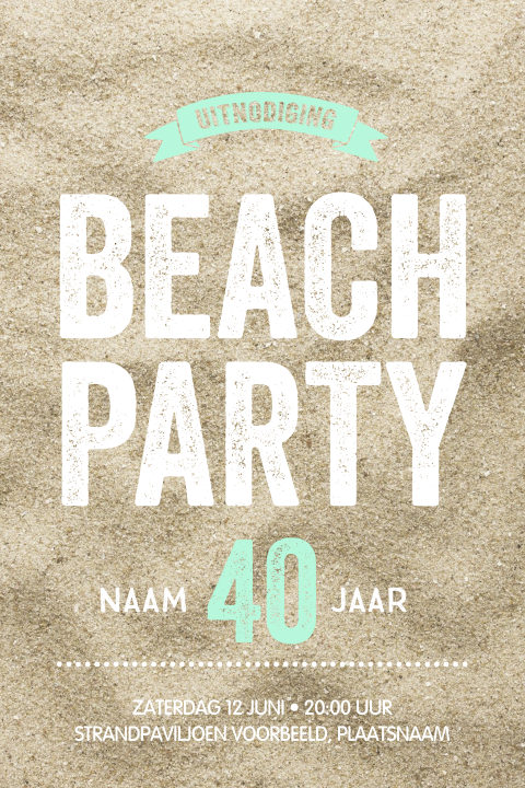 uitnodiging strandfeest hip zand en typografie Beach party