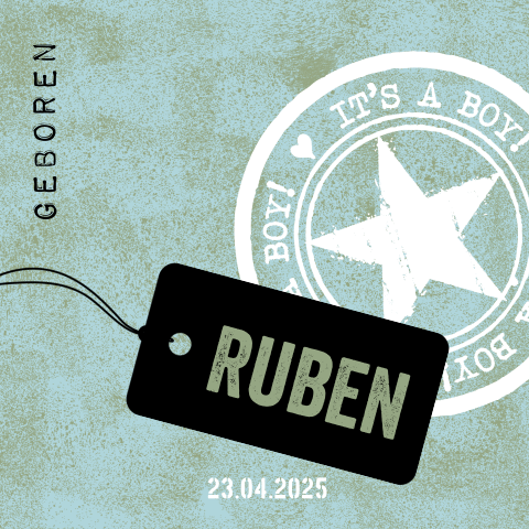 Geboortekaartje stempel stoer