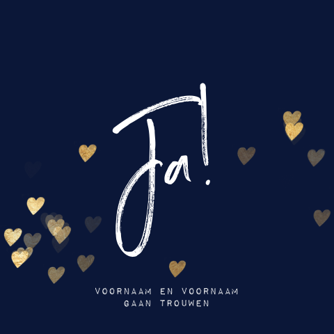 Trendy trouwkaart gouden hartjes