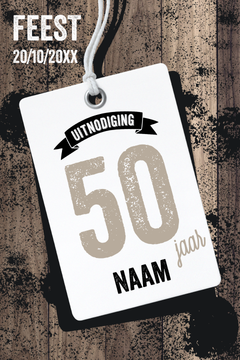 Feest uitnodiging verjaardag camo hout label